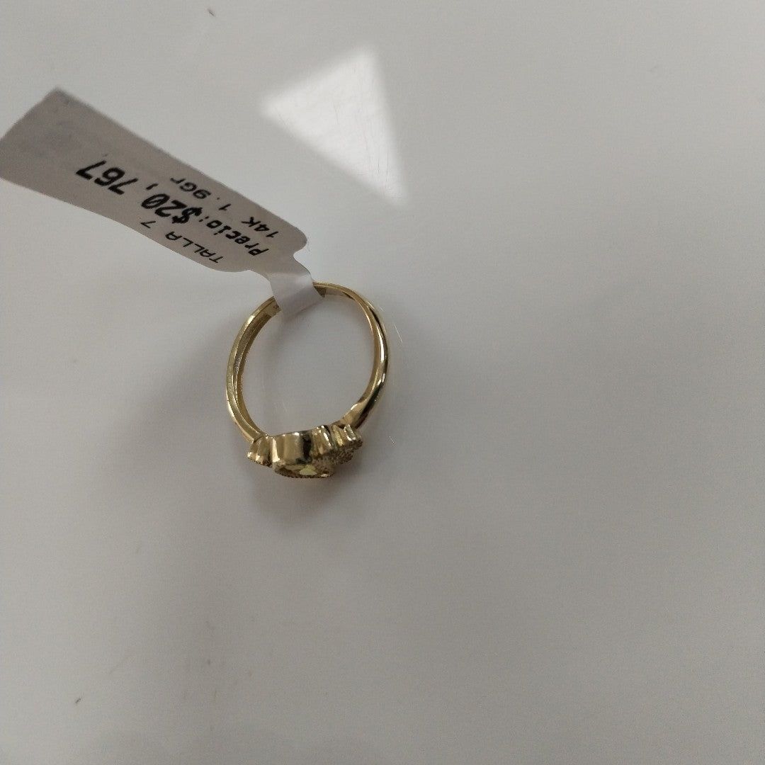 ANILLOS CIRCONIAS Y PIEDRA DE COLOR 14K TALLA 7 1.9 GR (NUEVO)