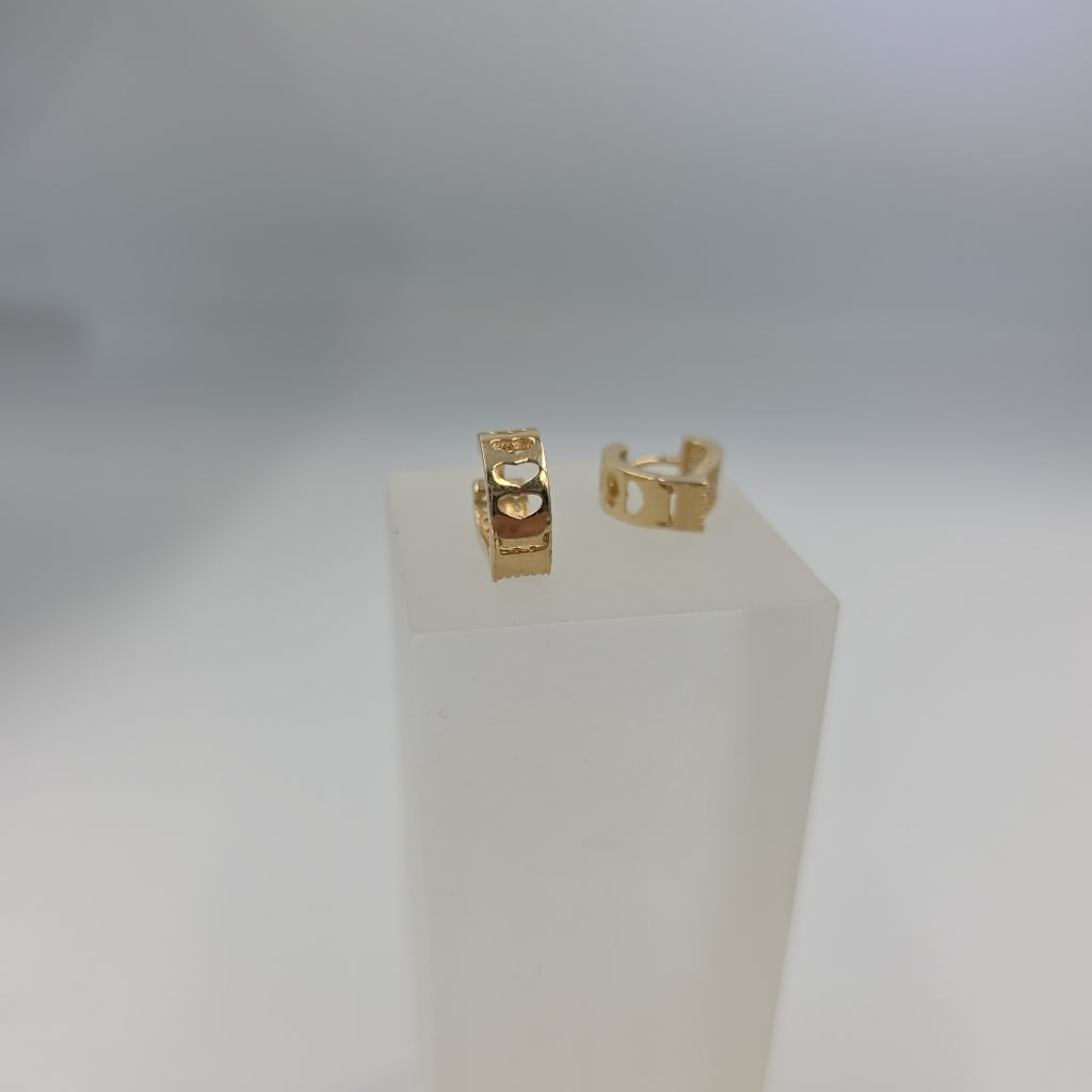 ARETES ARRACADAS CORAZON C CIRCONIAS 14K 2.1 GR (NUEVO)