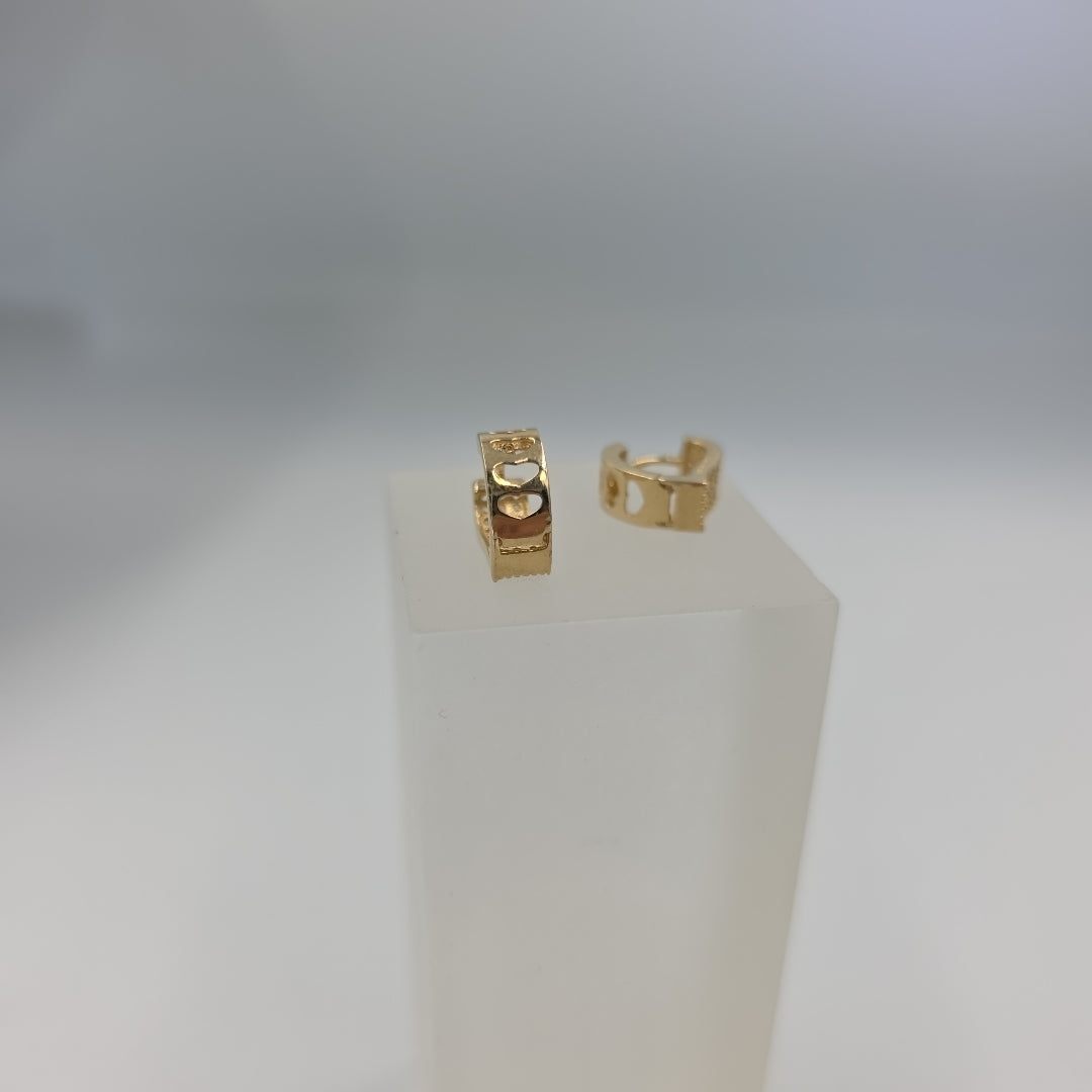 ARETES ARRACADAS CORAZON C CIRCONIAS 14K 2.1 GR (NUEVO)