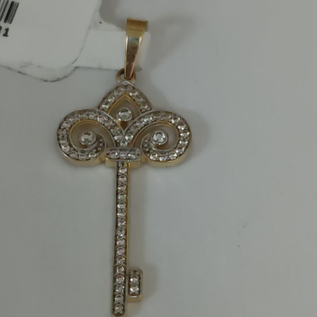 DIJE LLAVE C CIRCONIAS 14K 1.5 GR (NUEVO)