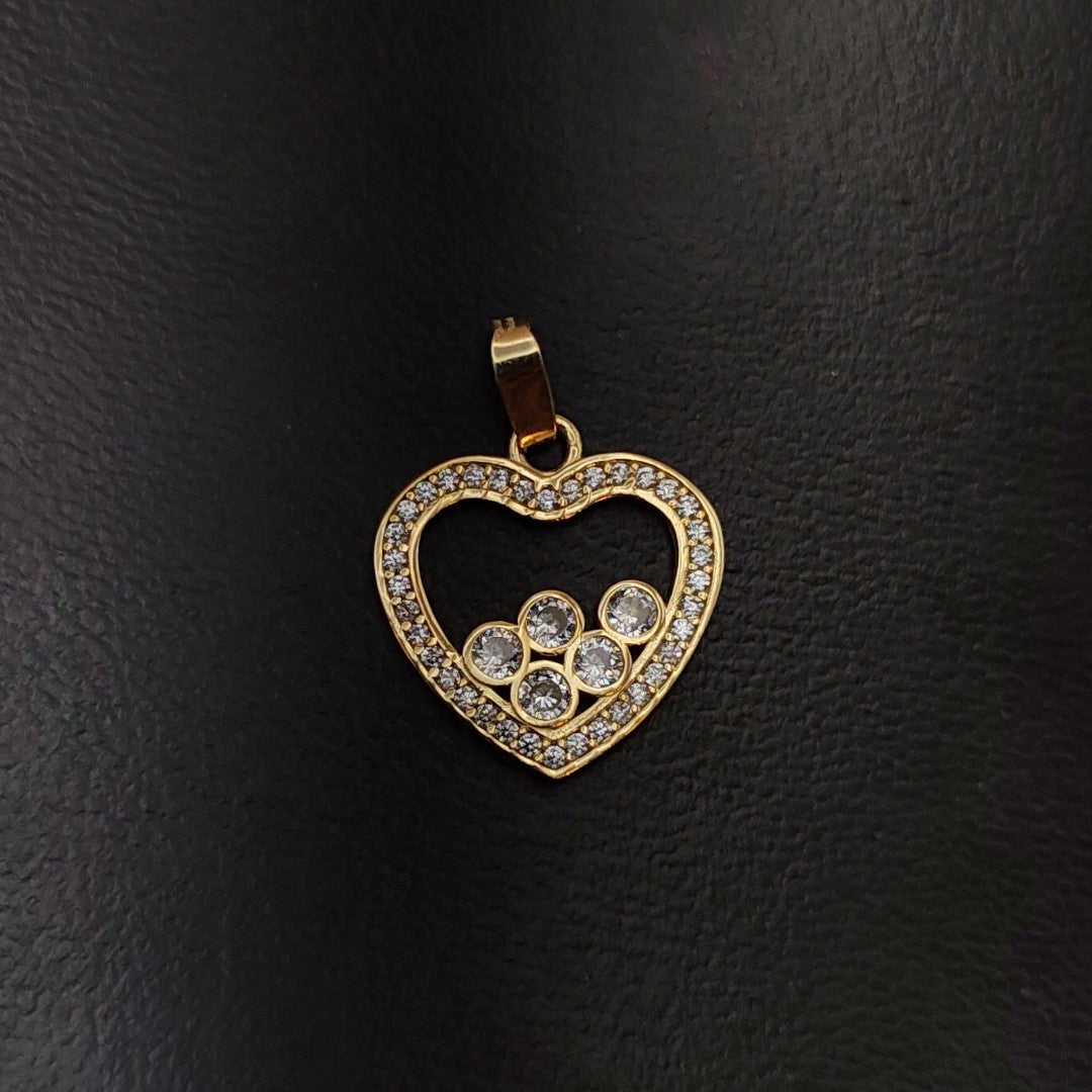DIJE CORAZON CON CIRCONIAS 14K 1.7 GR (NUEVO)