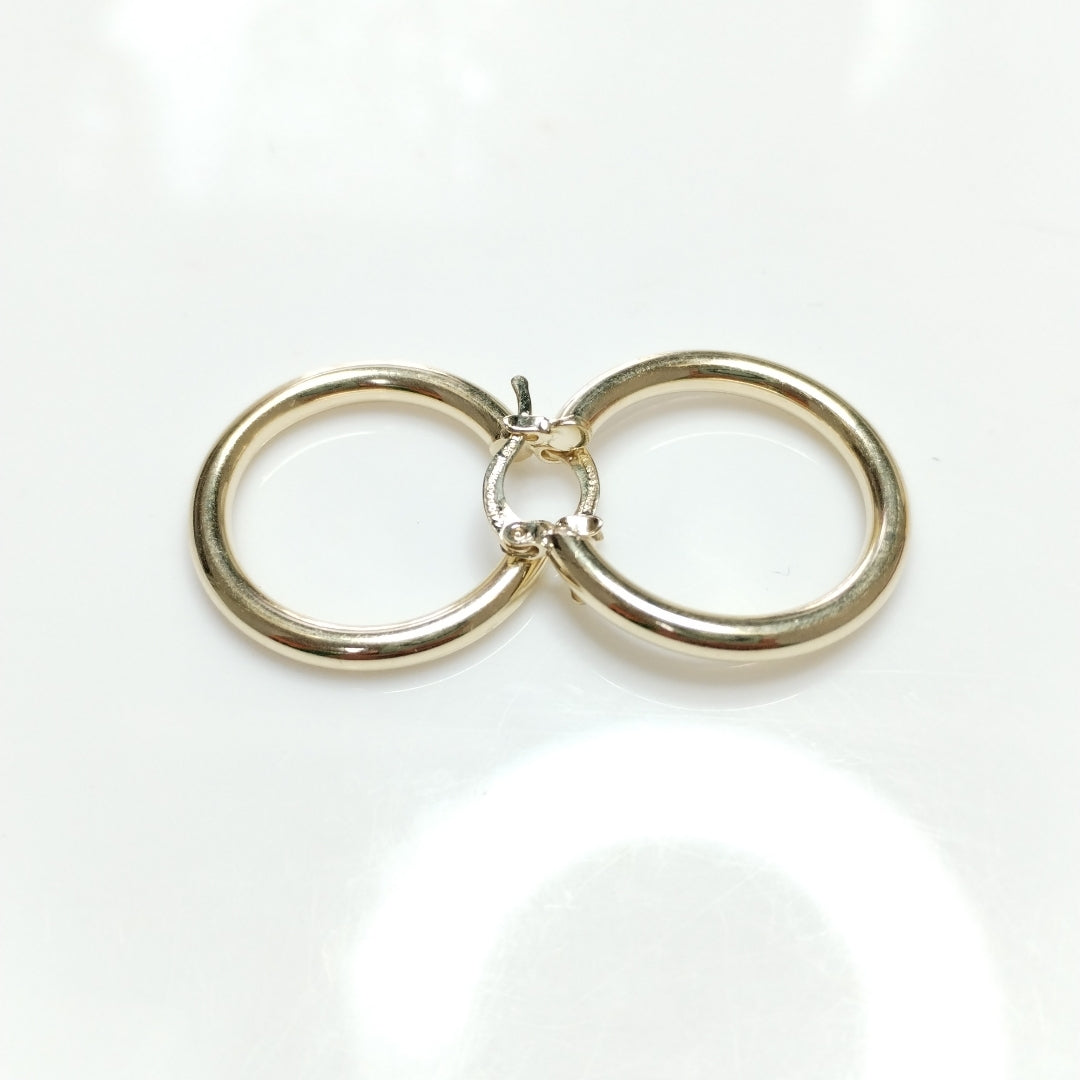 ARETES TEJIDO ARRACADAS LISAS HUECAS 14K 2.2 GR (NUEVO)