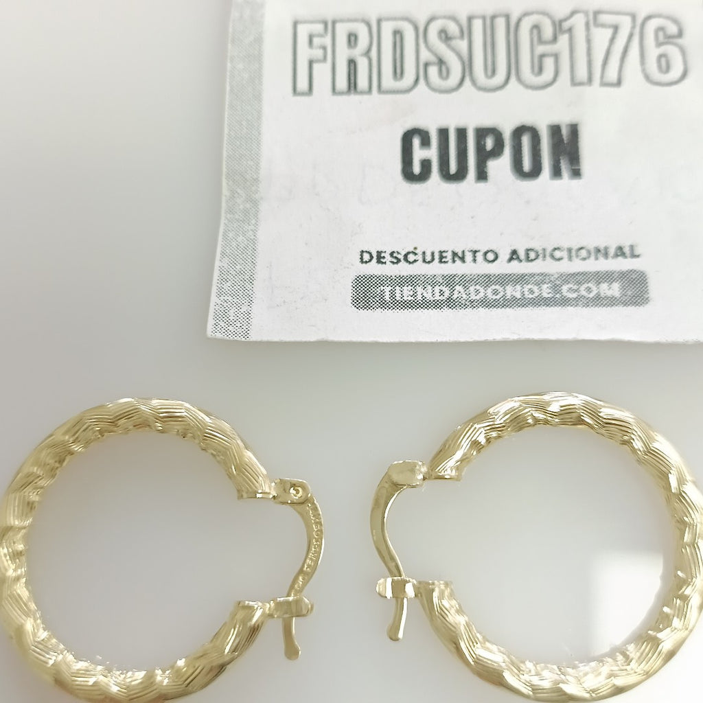 ARETES TEJIDO ARRACADA LABRADA 14K 2.5 GR (NUEVO)