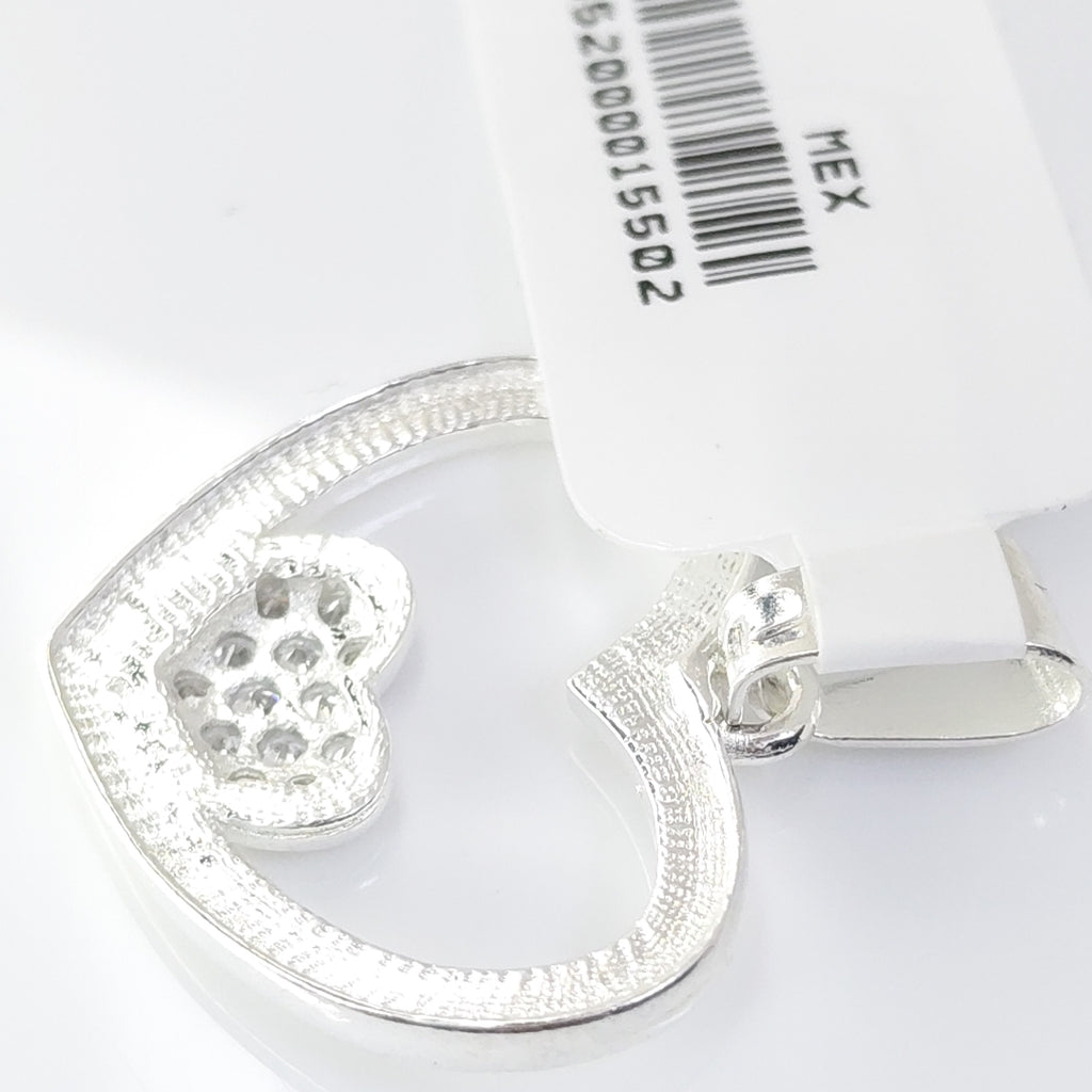 DIJE CORAZON C/CIRCONIAS PLATA .925 2.8 GR (NUEVO)