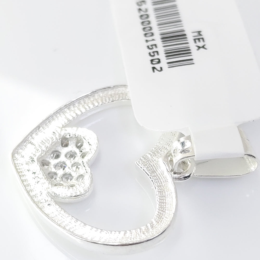 DIJE CORAZON C/CIRCONIAS PLATA .925 2.8 GR (NUEVO)