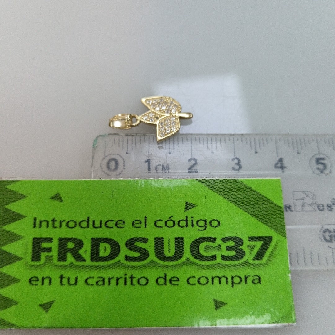 DIJE TEJIDO HOJAS CON CIRCONIAS 14K 0.9 GR (NUEVO)