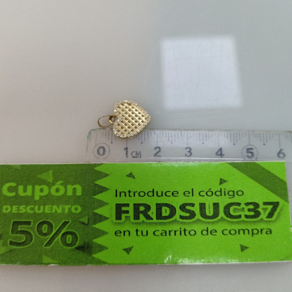 DIJE TEJIDO CORAZON CON CERCO DE CIRCONIAS 14K 1.2 GR (NUEVO)