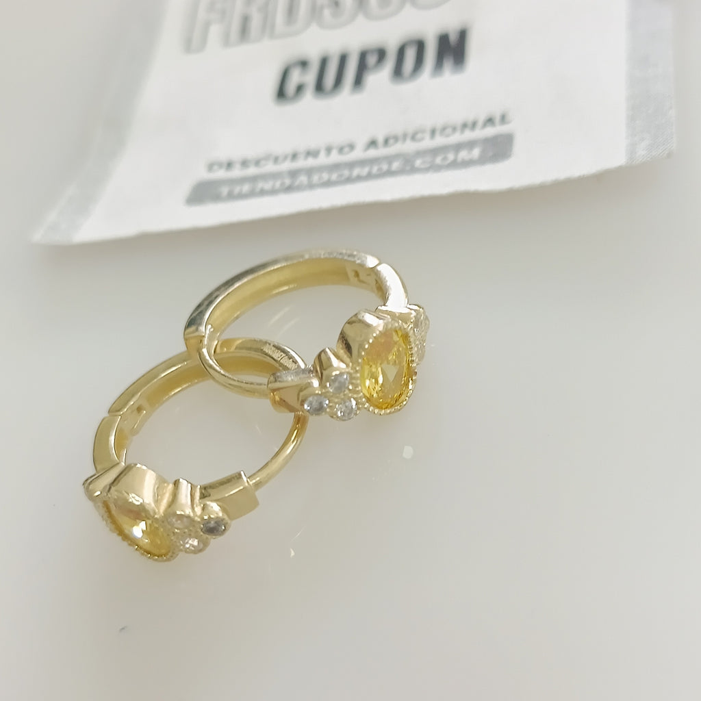 ARETES ARRACADAS CON CIRCONIAS Y PDRAS COL 14K 3.2 GR (NUEVO)