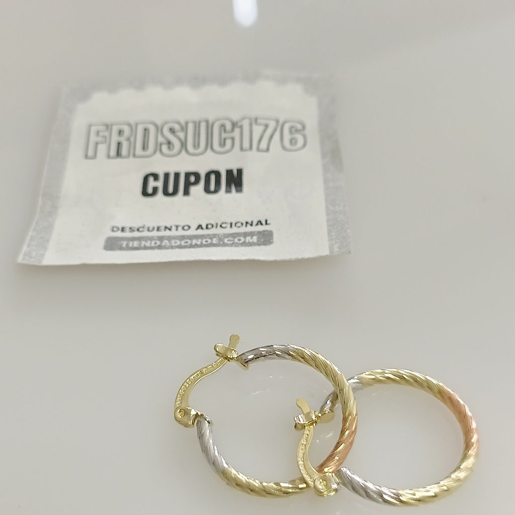ARETES TEJIDO ARRACADAS TZL COMBINADAS 14K 1.8 GR (NUEVO)