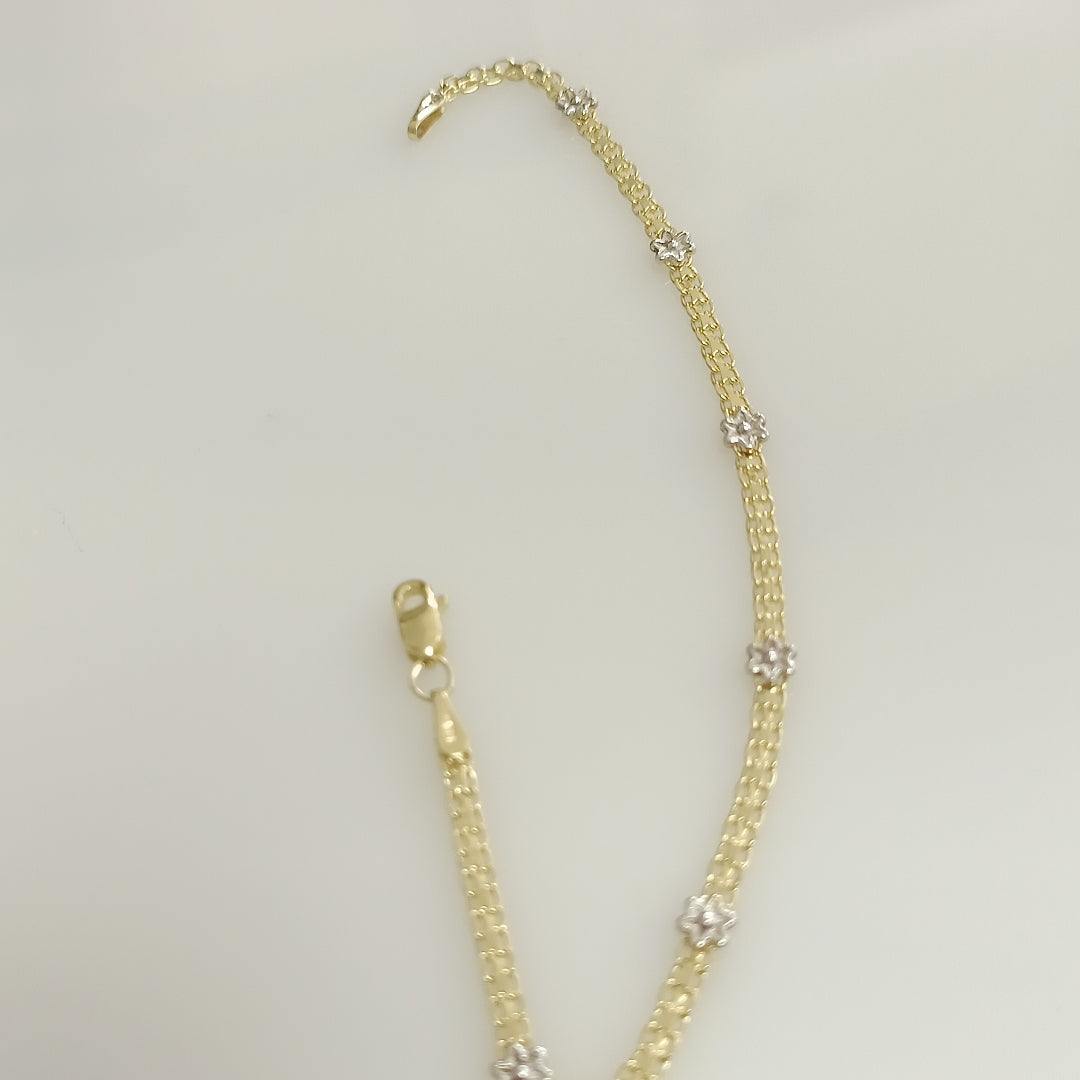PULSERA ESPECIAL C FLORES 14K 18 CM 3 GR (NUEVO)