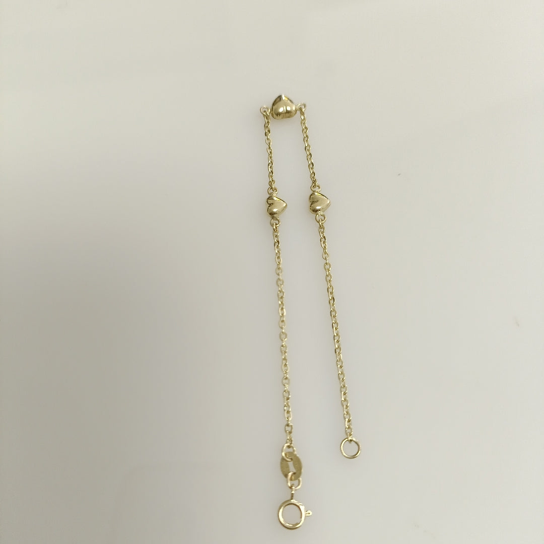 PULSERA TEJIDO ESPECIAL CON CORAZONES 14K 18 CM 1.7 GR (NUEVO)