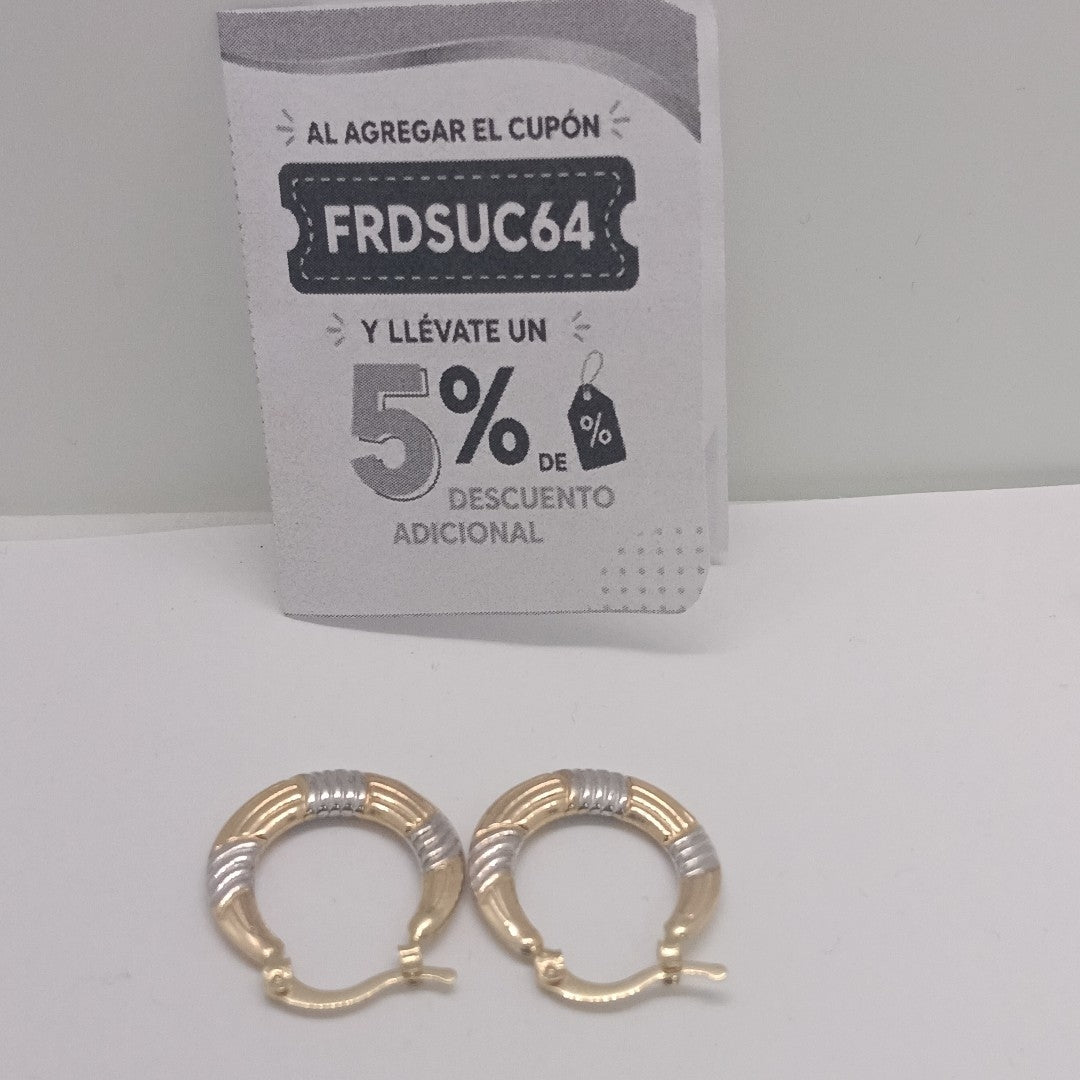 ARETES TEJIDO ARRACADAS COMBINADAS HUECAS 14K 1.8 GR (NUEVO)