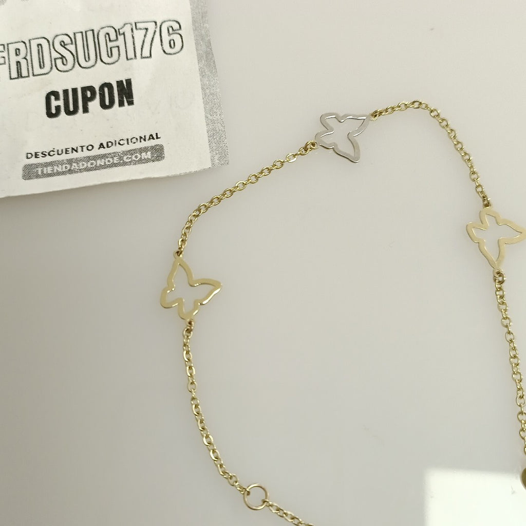 PULSERA ESPECIAL C MARIPOSAS 14K 18 CM 1.7 GR (NUEVO)