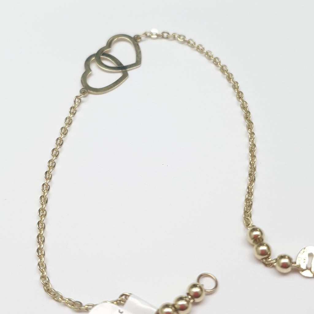 PULSERA TEJIDO ESPECIAL C CORAZONES 14K 18 CM 1.7 GR (NUEVO)