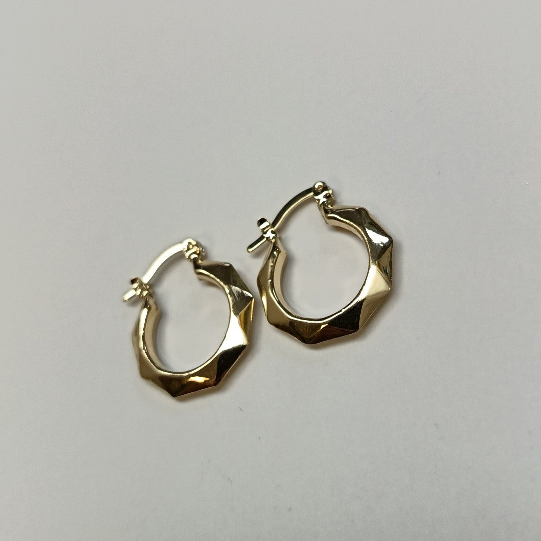 ARETES TEJIDO ARRACADAS FACETADAS 14K 1.8 GR (NUEVO)
