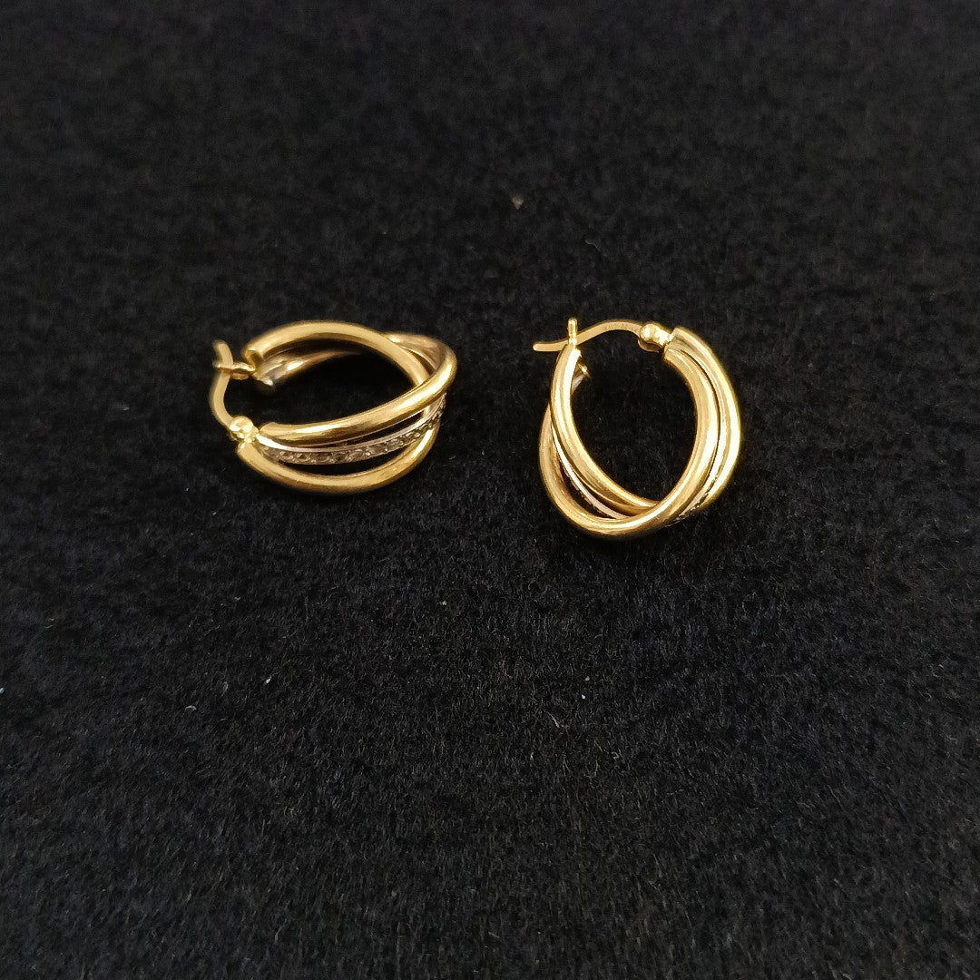 ARRACADAS PAR ORO COMBINADO 14 K 3.9 GRMS (SEMINUEVO)