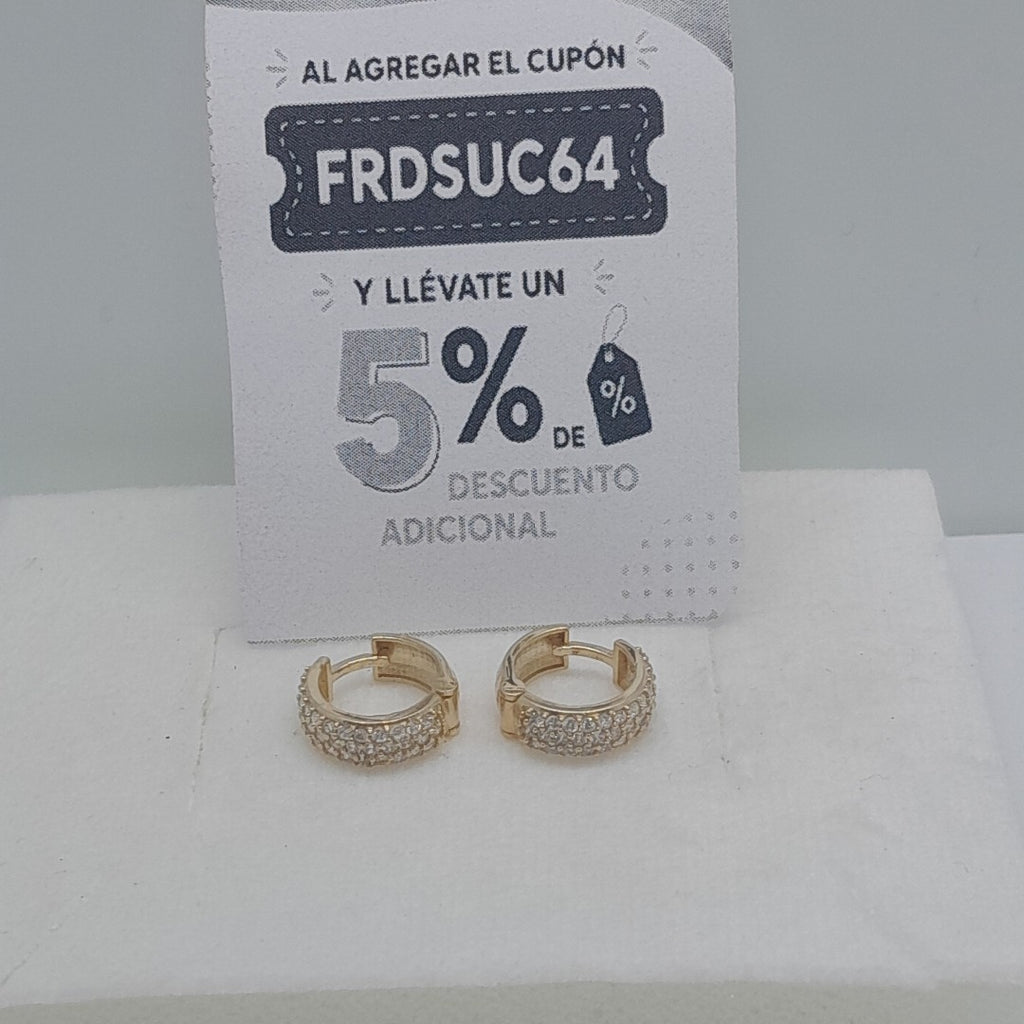 ARETES HUGGIE CON CIRCONIAS 14K 2.1 GR (NUEVO)