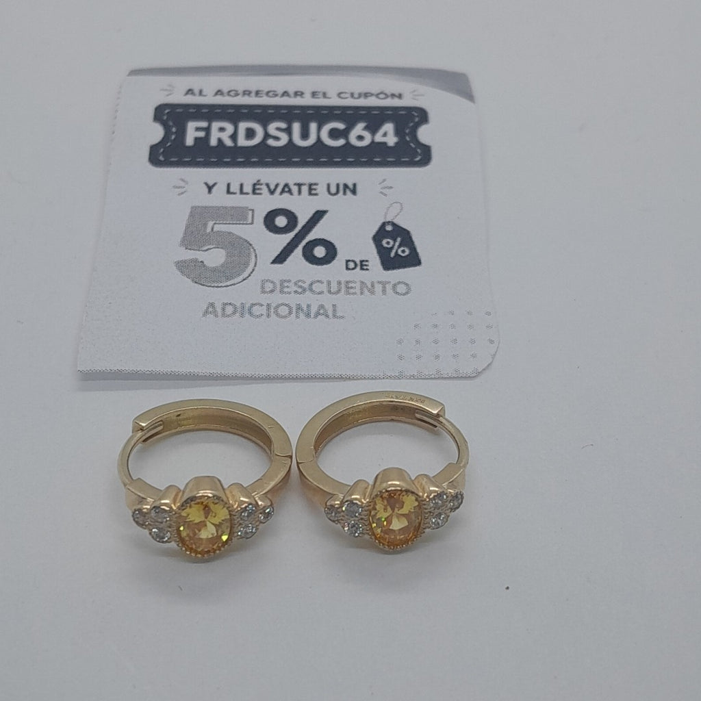 ARETES ARRACADAS CON CIRCONIAS Y PDRAS COL 14K 3.2 GR (NUEVO)