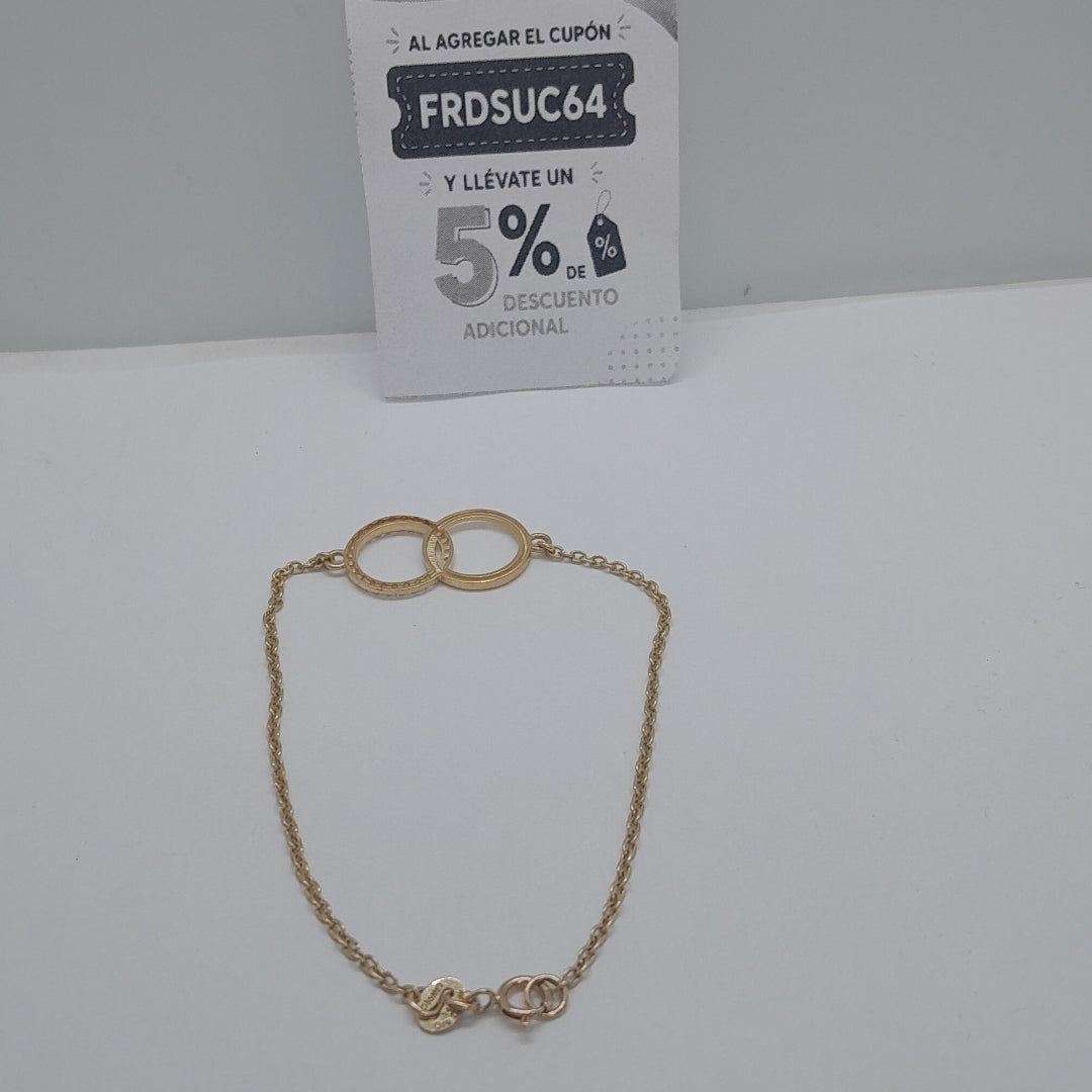 PULSERA TEJIDO ESPECIAL FIG AROS UNIDOS C CIRCS 14K 18 CM 2.1 GR (NUEVO)
