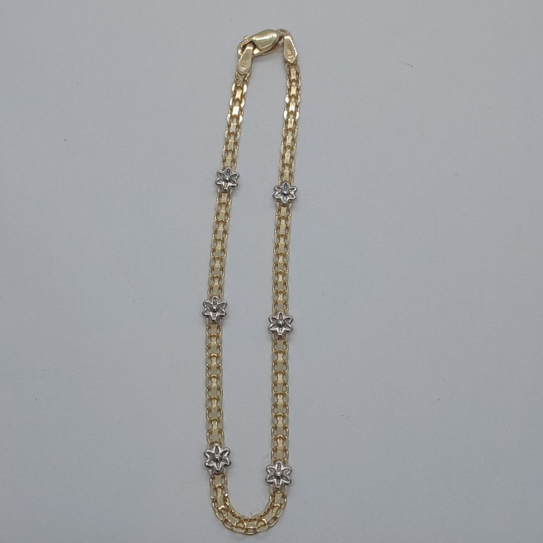 PULSERA ESPECIAL C FLORES 14K 18 CM 2.9 GR (NUEVO)