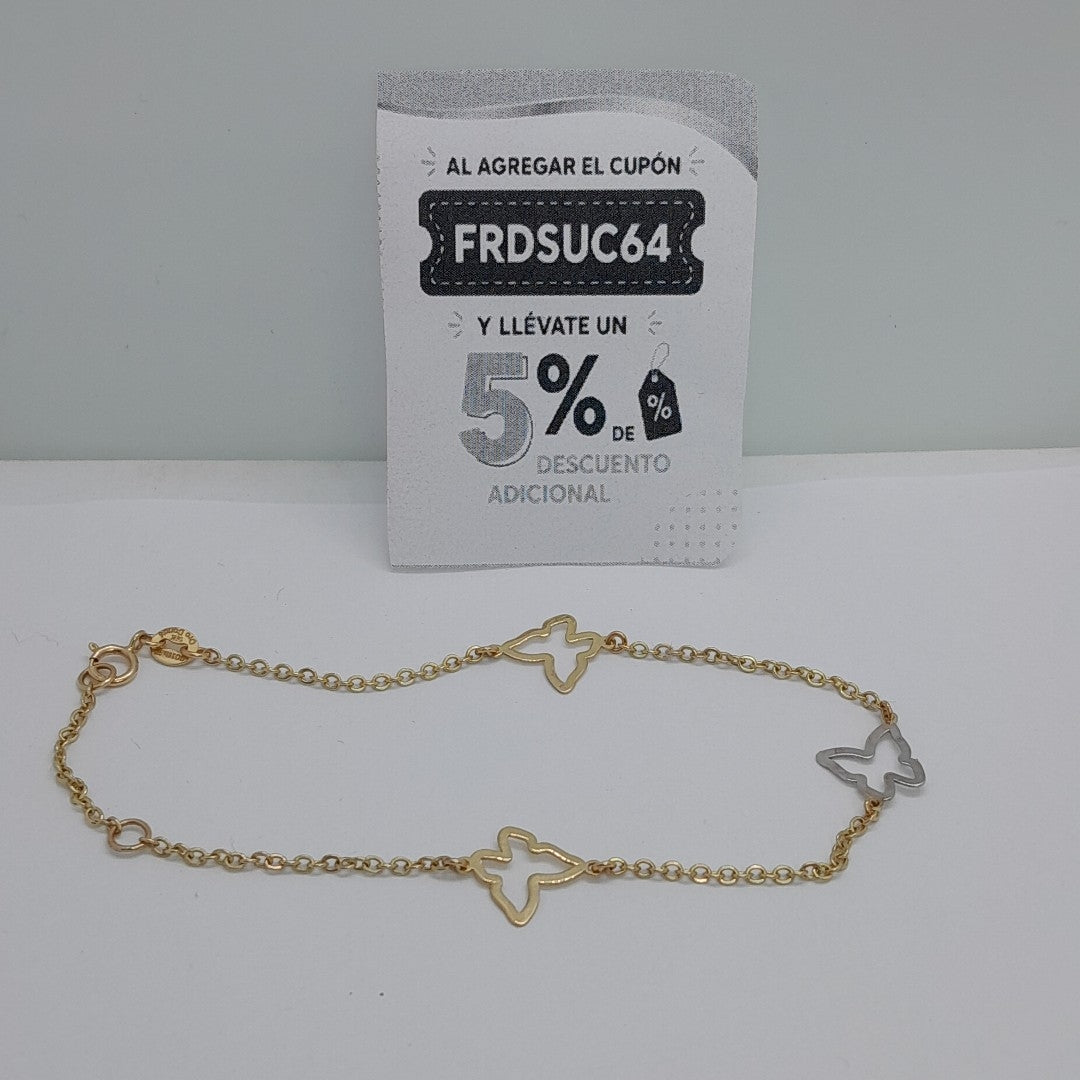 PULSERA ESPECIAL C MARIPOSAS 14K 18 CM 1.7 GR (NUEVO)