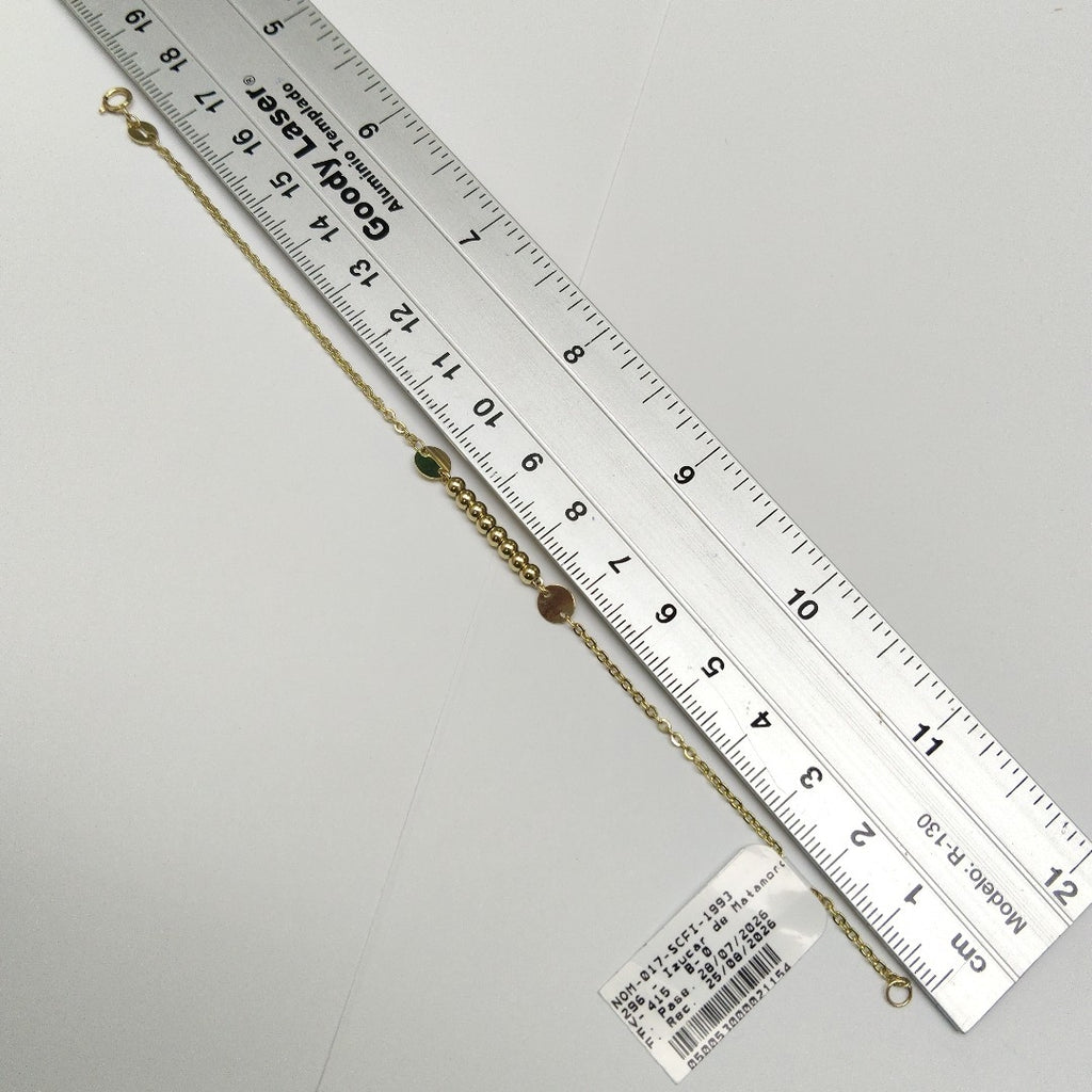 PULSERA TEJIDO ESPECIAL CON BOLITAS 14K 18 CM 1.8 GR (NUEVO)