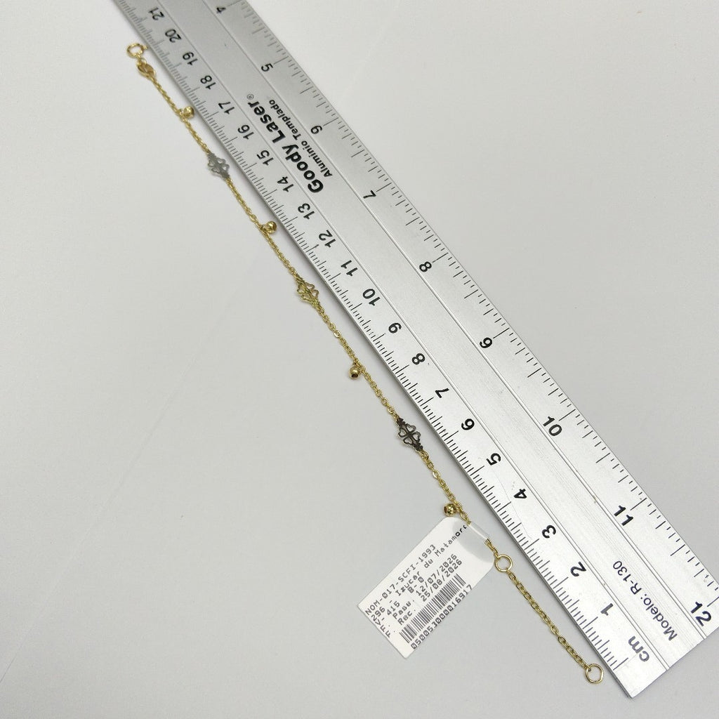 PULSERA ESPECIAL CON TREBOL 14K 18 CM 1.8 GR (NUEVO)