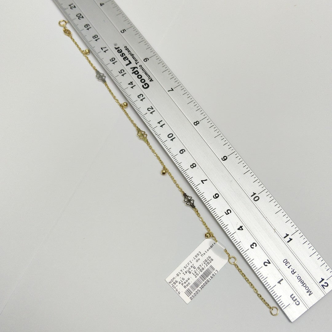PULSERA ESPECIAL CON TREBOL 14K 18 CM 1.8 GR (NUEVO)