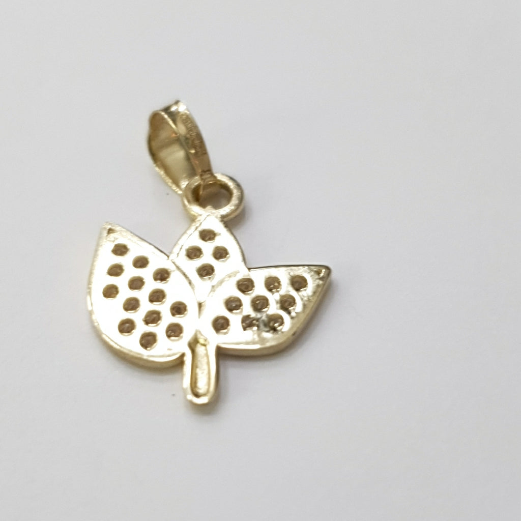 DIJE TEJIDO HOJAS CON CIRCONIAS 14K 1 GR (NUEVO)