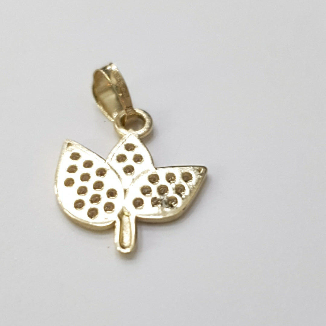 DIJE TEJIDO HOJAS CON CIRCONIAS 14K 1 GR (NUEVO)