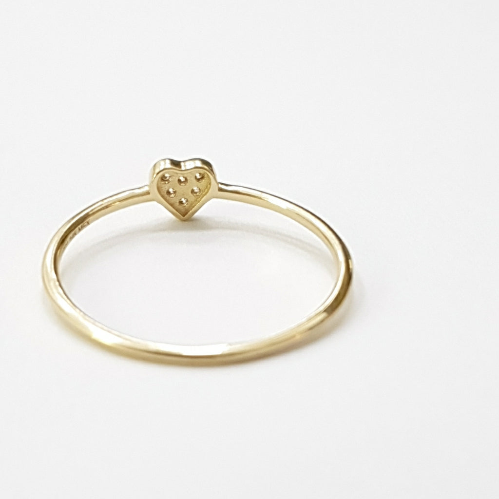ANILLO ANILLITO CORAZON C CIRCONIA 14K 8 TALLA 0.9 GR (NUEVO)