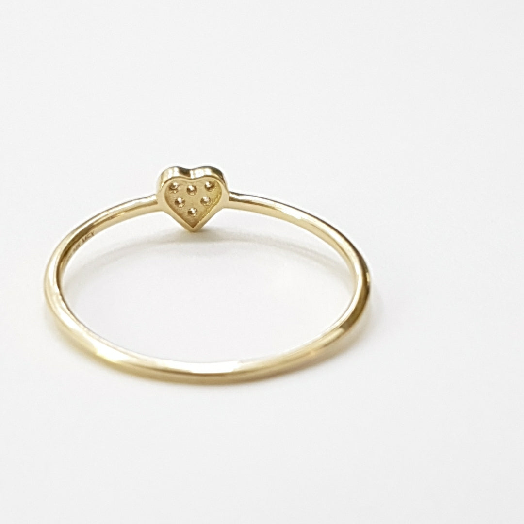 ANILLO ANILLITO CORAZON C CIRCONIA 14K 8 TALLA 0.9 GR (NUEVO)