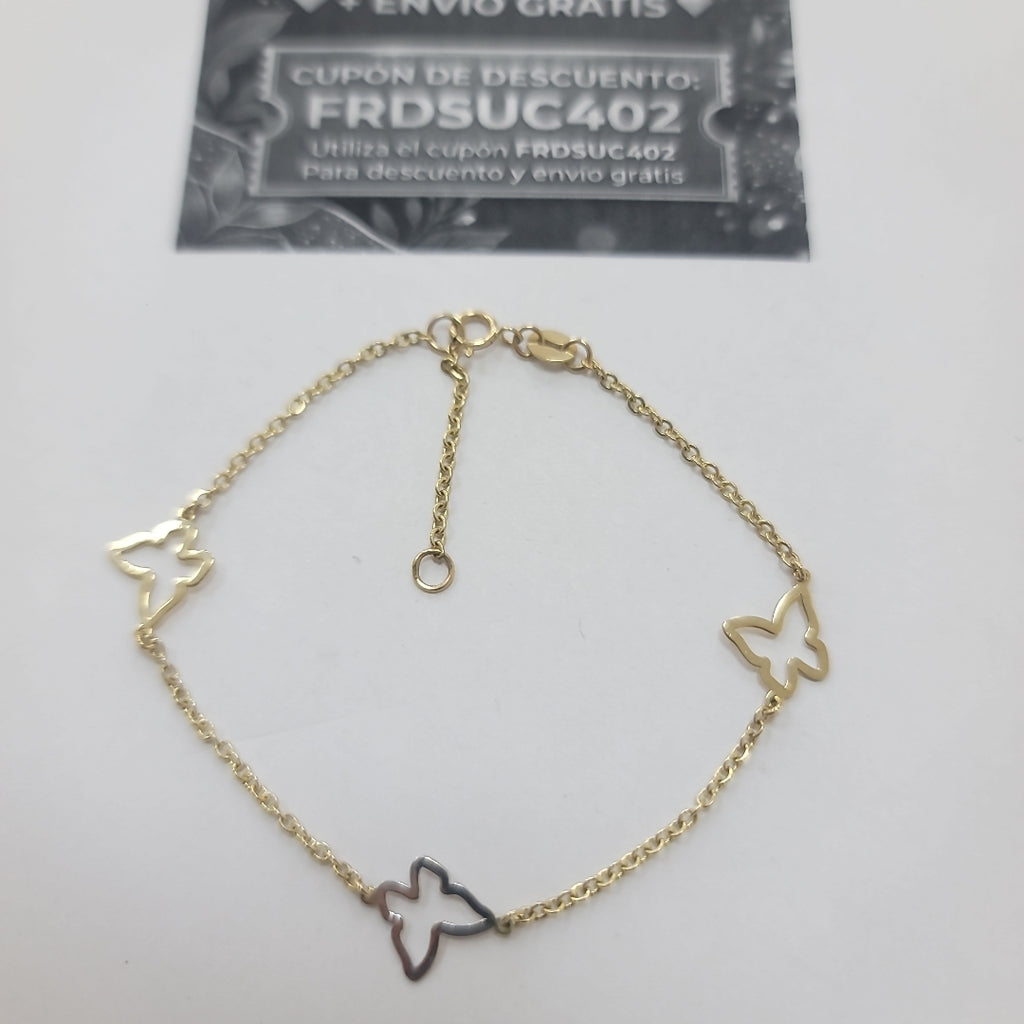PULSERA ESPECIAL C MARIPOSAS 14K 18 CM 1.7 GR (NUEVO)