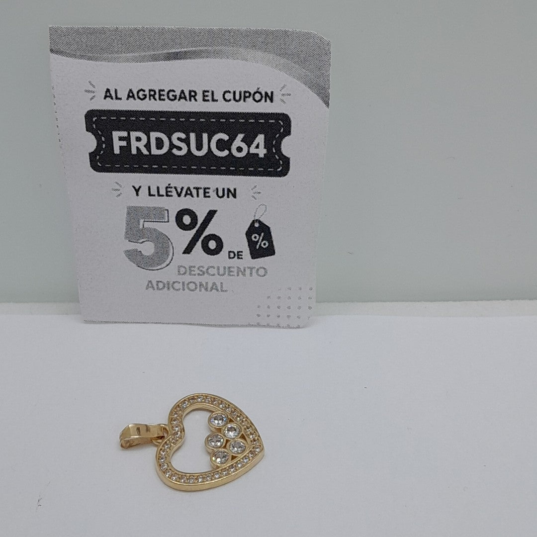 DIJE CORAZON CON CIRCONIAS 14K 1.7 GR (NUEVO)