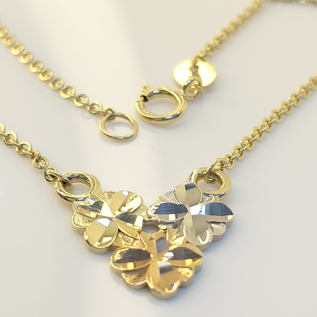 CADENA TEJIDO GARGANTILLA ESPECIAL C FLORES 14K 45 CM 2.9 GR (NUEVO)