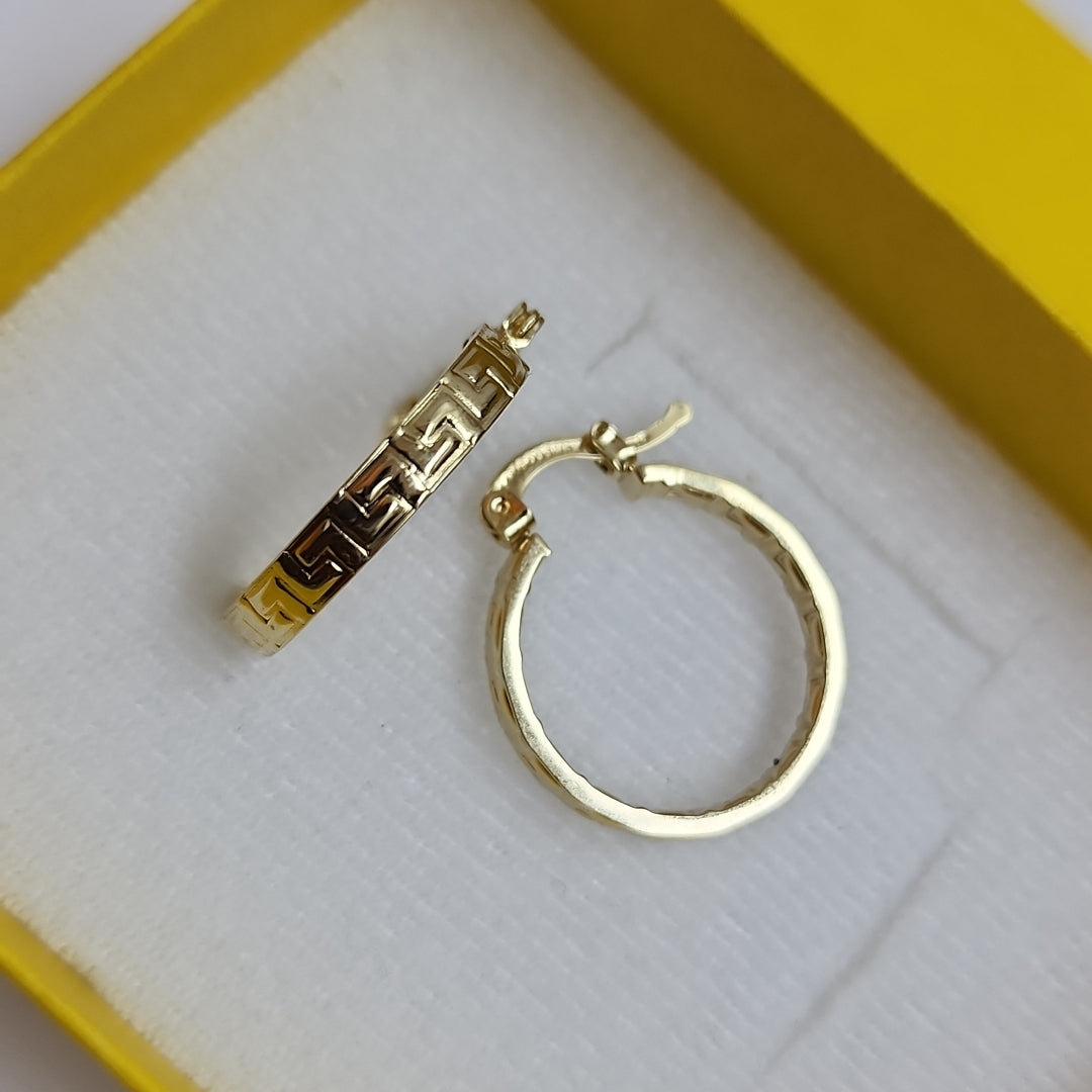 ARETES TEJIDO ARRACADAS TIPO GRECAS 14K 2.1 GR (NUEVO)