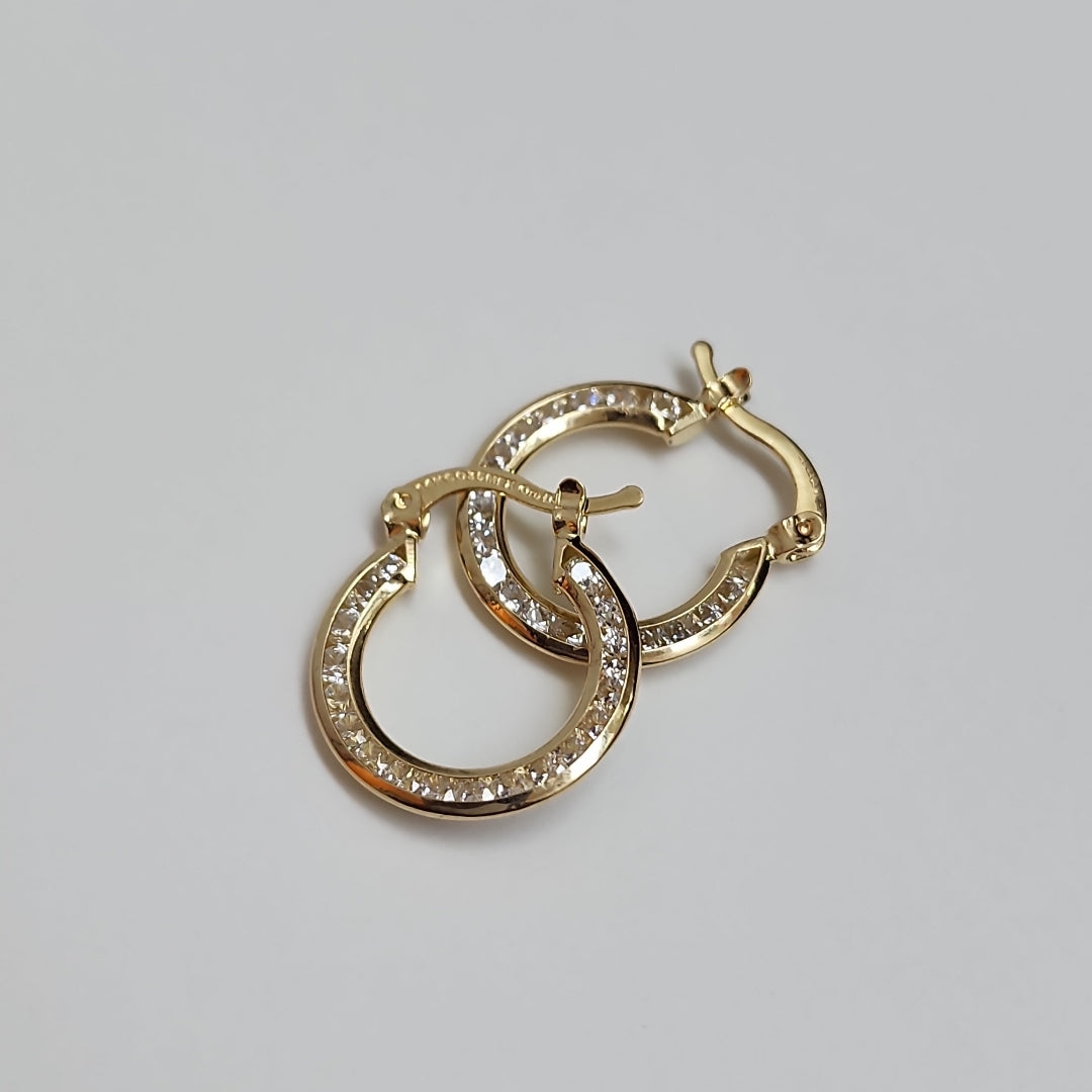 ARETES ARRACADAS CON CIRCONIAS 14K 2.4 GR (NUEVO)