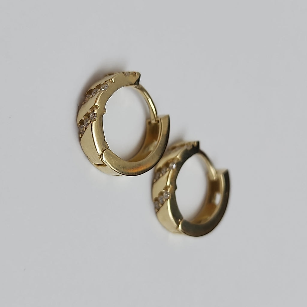 ARETES HUGGIES CON CIRCONIAS 14K 2.3 GR (NUEVO)