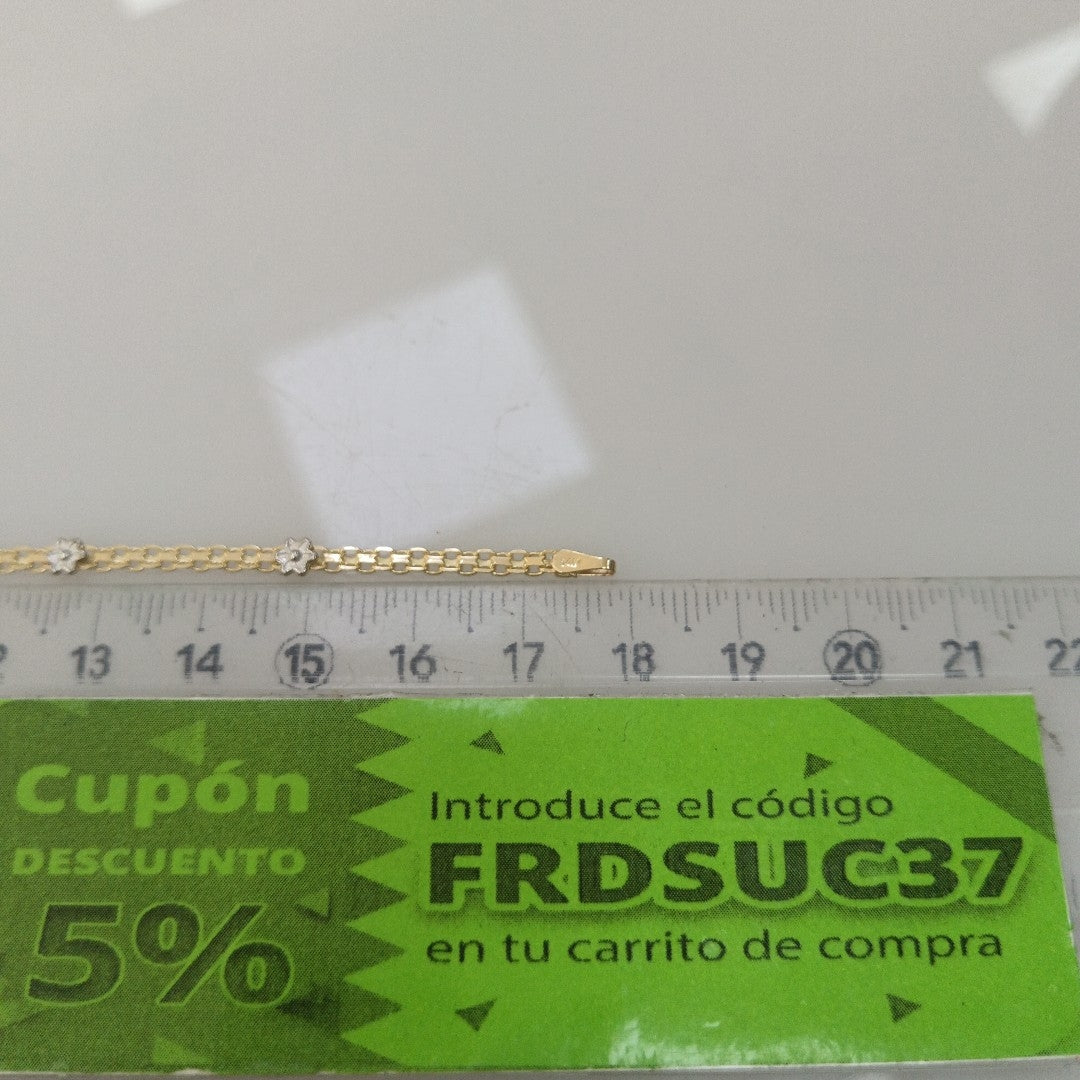 PULSERA ESPECIAL C FLORES 14K 18 CM 2.9 GR (NUEVO)