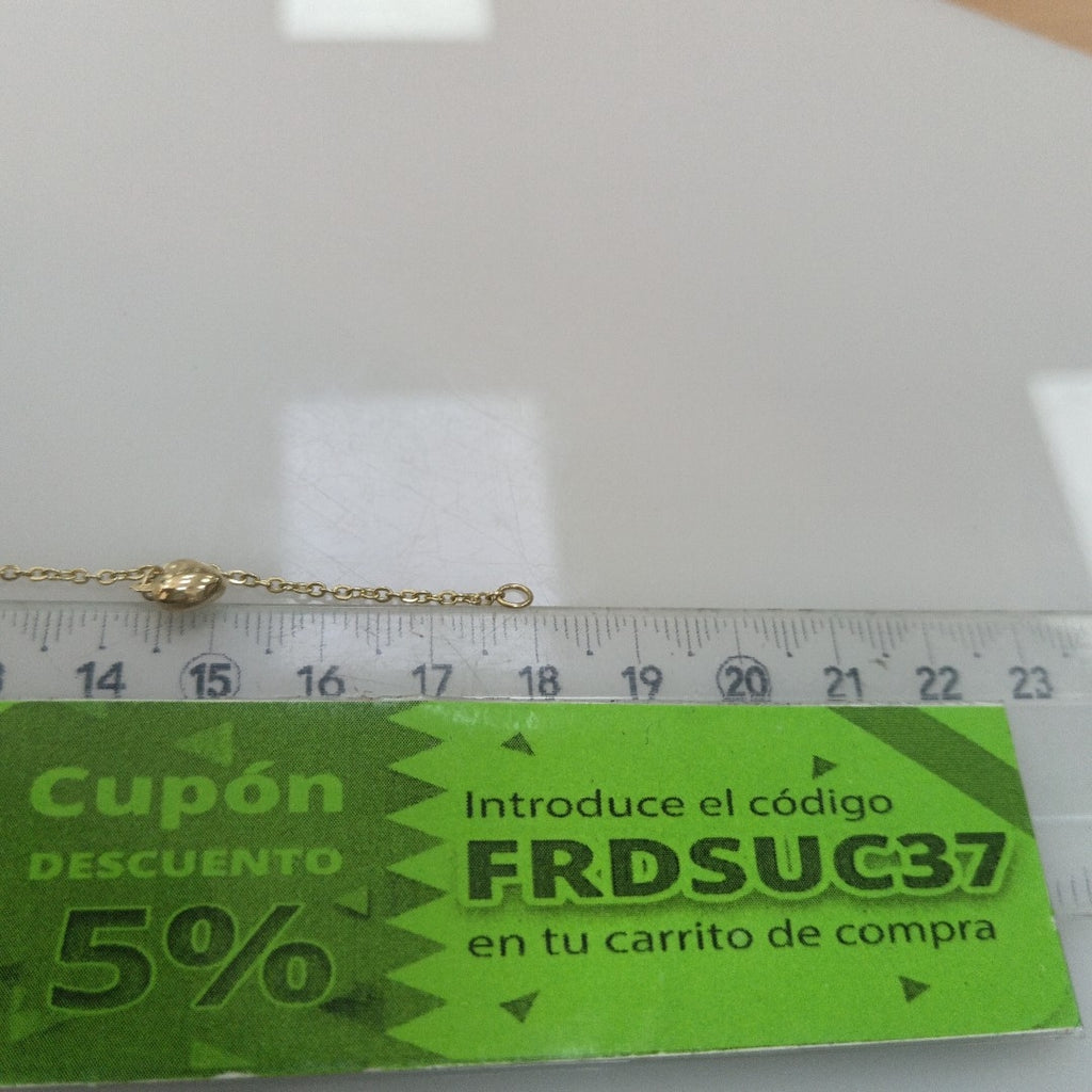 PULSERA ESP CON FIG CORAZONES 14K 18 CM 1.8 GR (NUEVO)