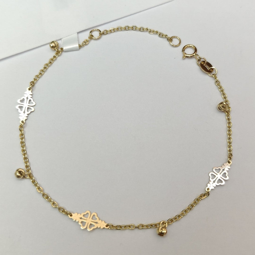 PULSERA ESPECIAL CON TREBOL 14K 18 CM 1.8 GR (NUEVO)