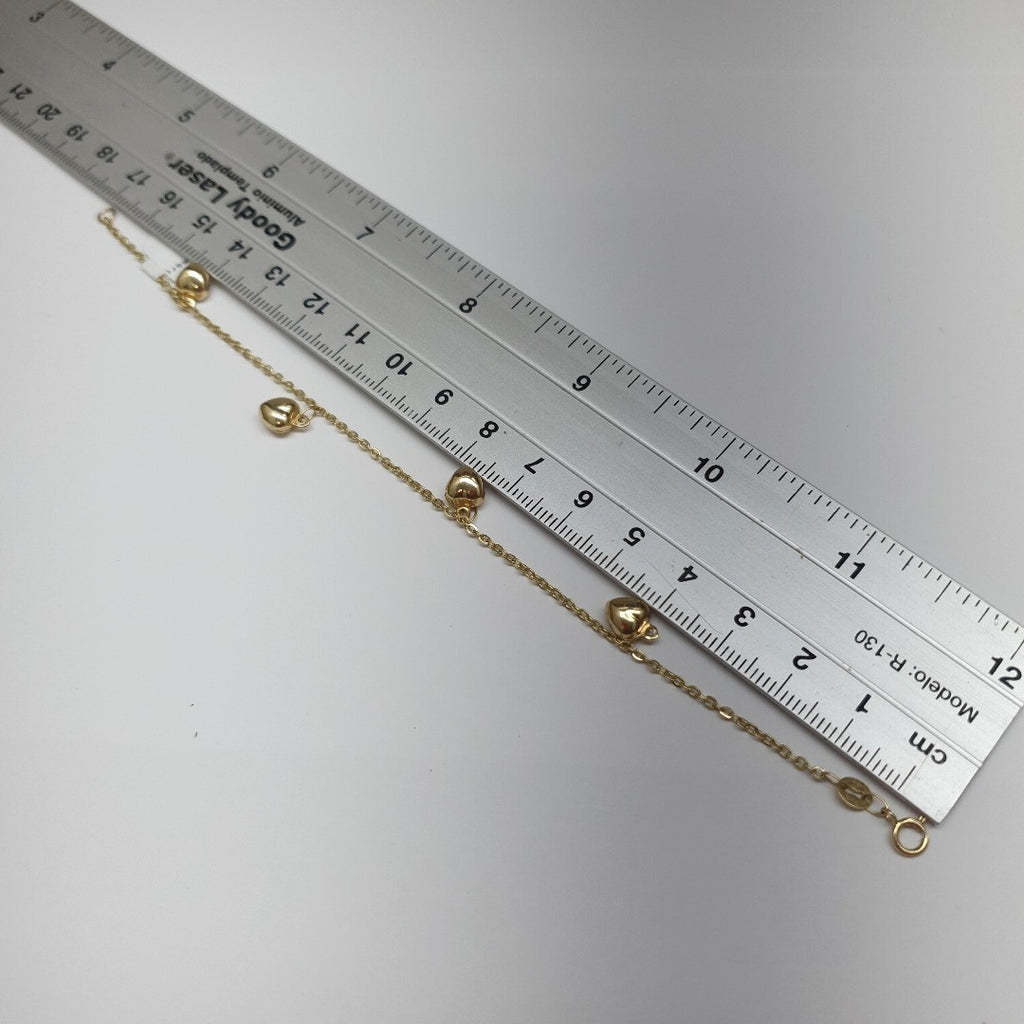 PULSERA ESP CON FIG CORAZONES 14K 18 CM 1.8 GR (NUEVO)