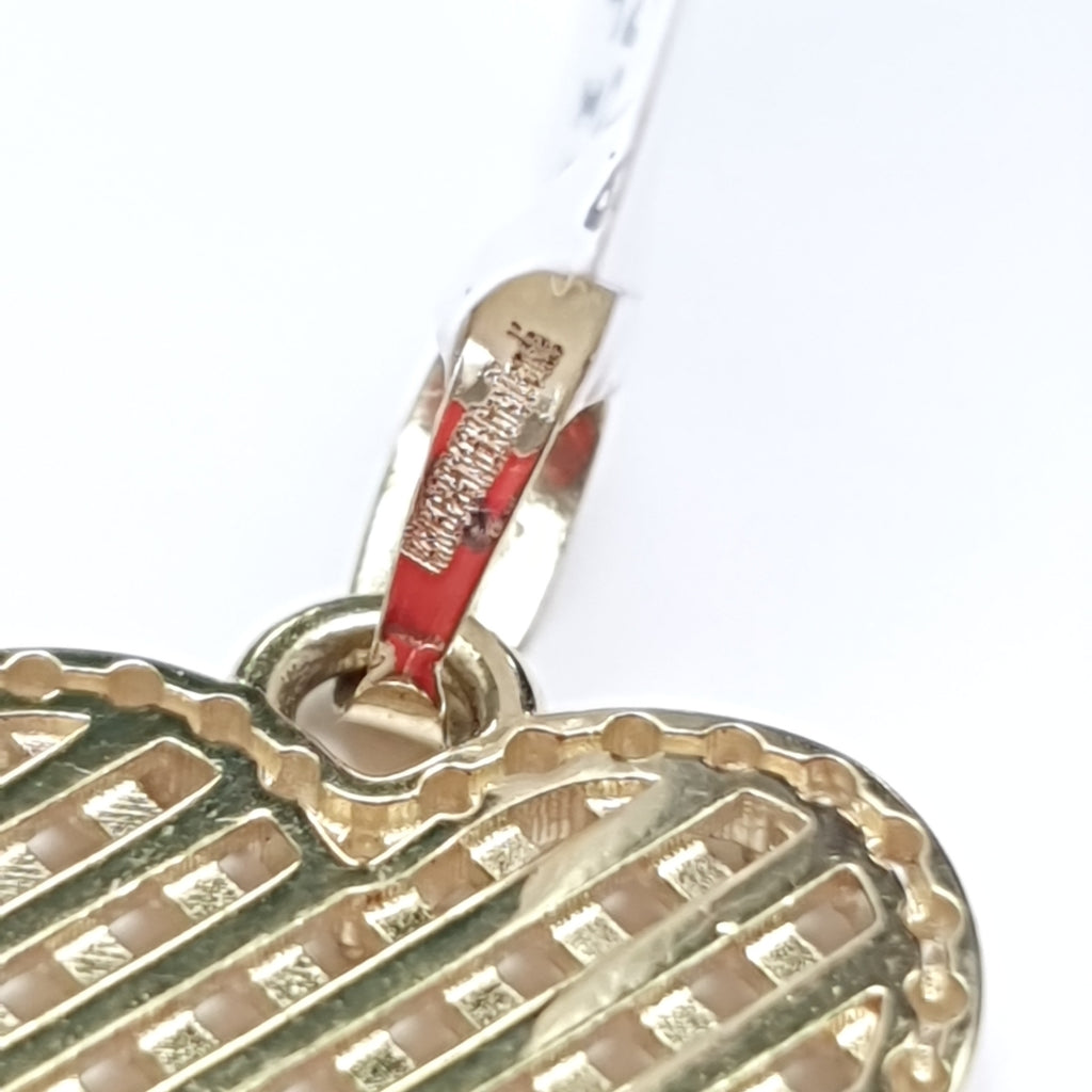 DIJE TEJIDO CORAZON CON CERCO DE CIRCONIAS 14K 1.1 GR (NUEVO)