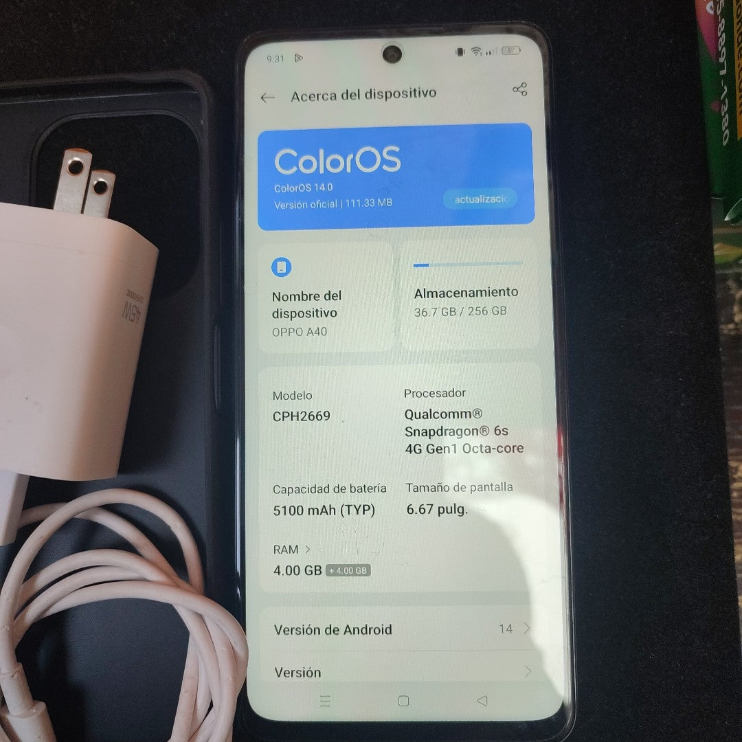 CELULAR OPPO A40 CPH2669 (2024) 256 GB 4 GB RAM (SEMINUEVO)
