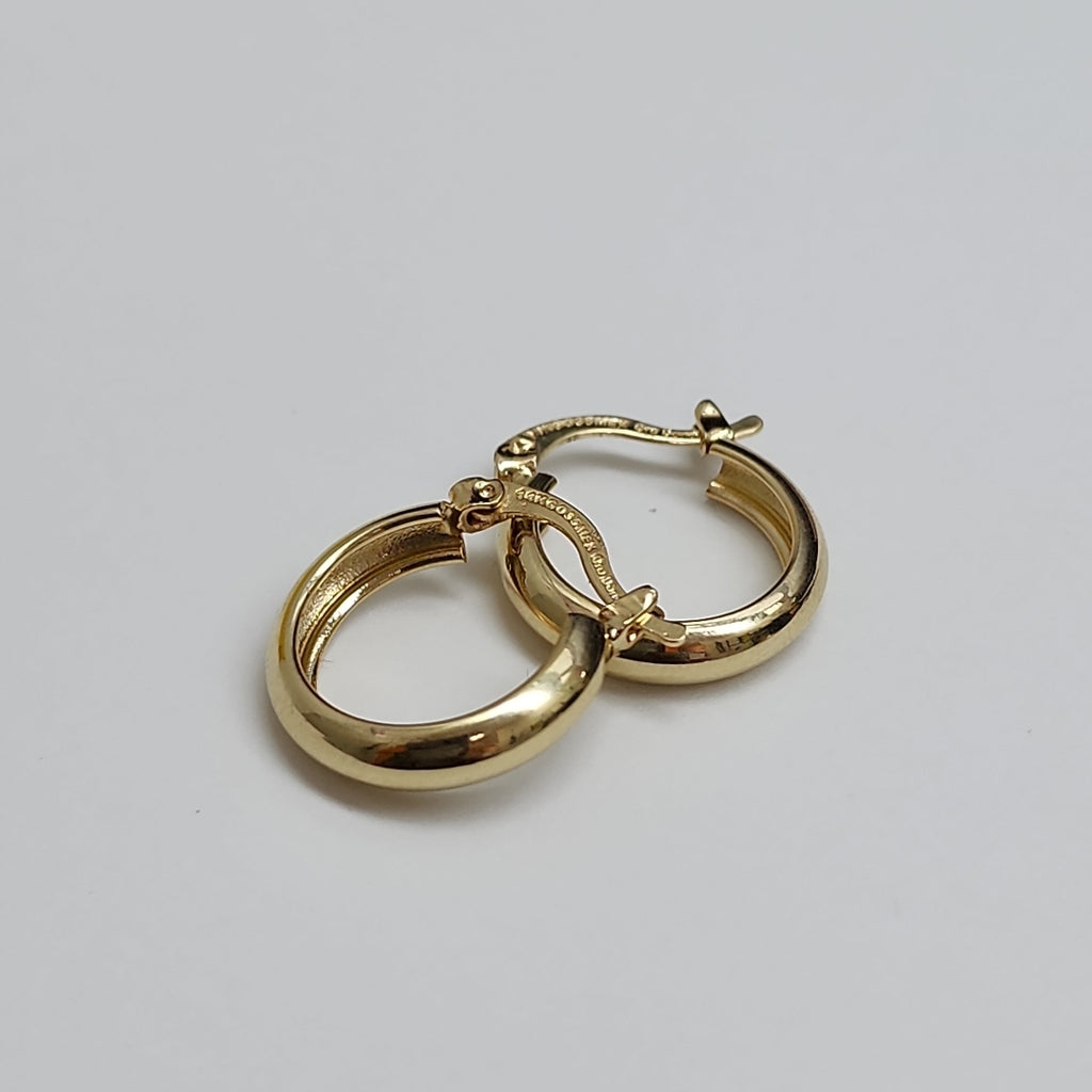 ARETES TEJIDO ARRACADAS LISAS 14K 2.1 GR (NUEVO)