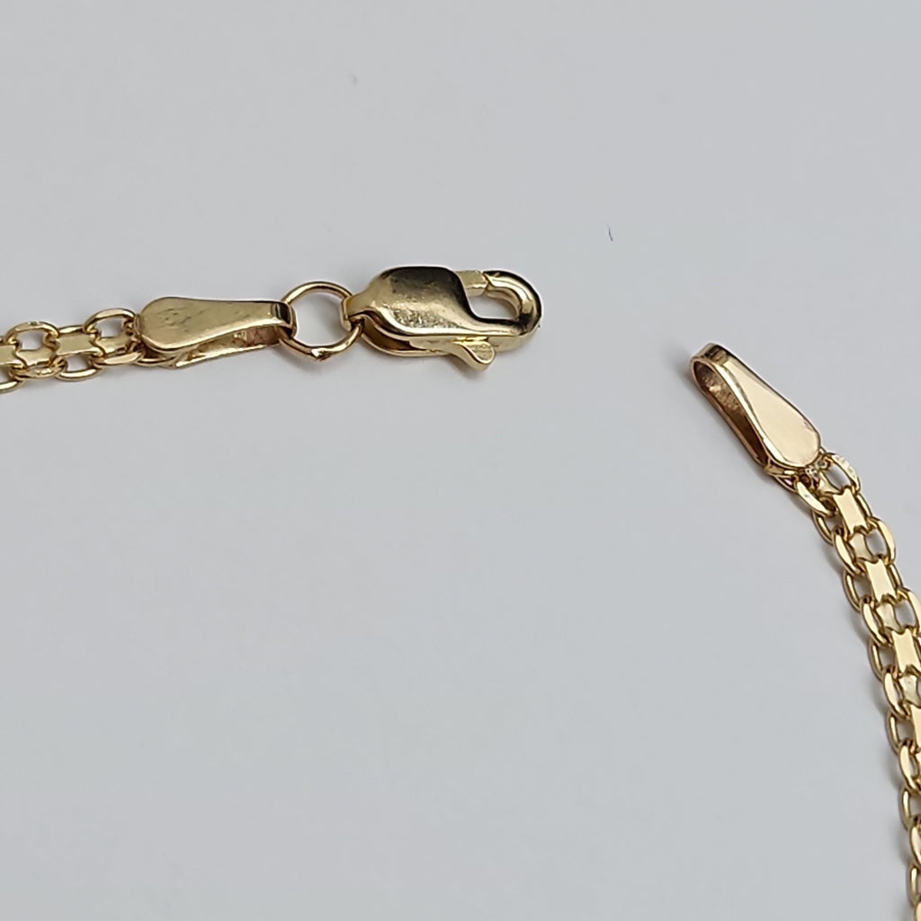 PULSERA TEJIDO ESPECIAL CON INFINITO Y CIRCONIAS 14K 18 CM 3.3 GR (NUEVO)