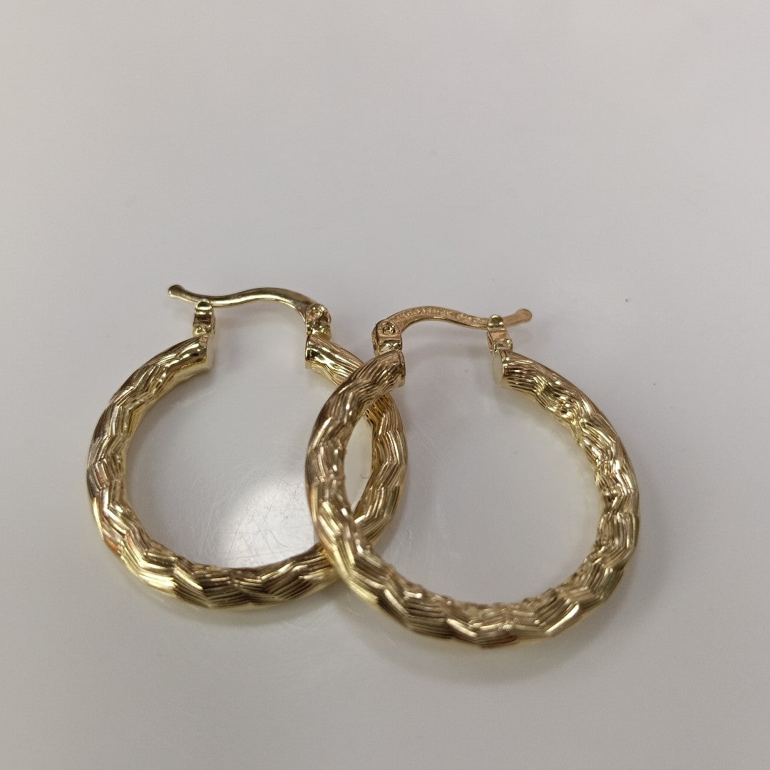 ARETES TEJIDO ARRACADA LABRADA 14K 2.5 GR (NUEVO)