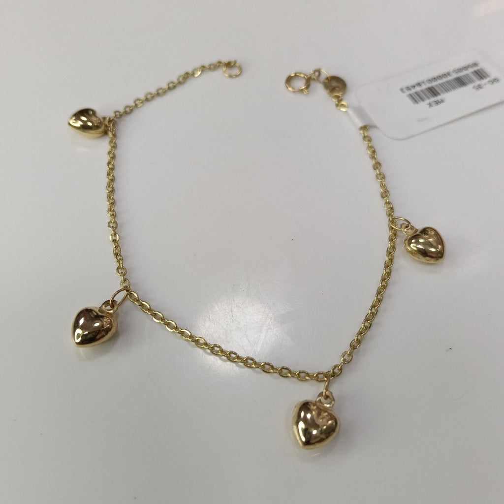 PULSERA ESP CON FIG CORAZONES 14K 18 CM 1.8 GR (NUEVO)
