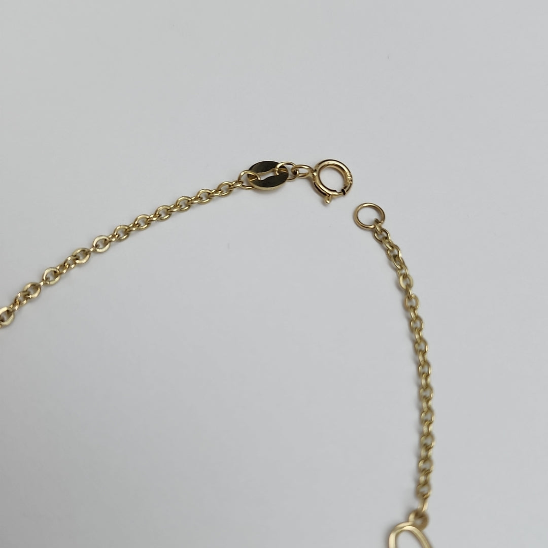 PULSERA ESPECIAL CON CORAZONES 14K 18 CM 1.2 GR (NUEVO)