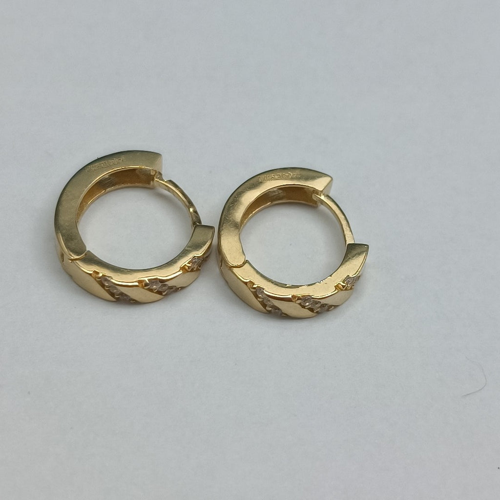 ARETES HUGGIES CON CIRCONIAS 14K 2.3 GR (NUEVO)